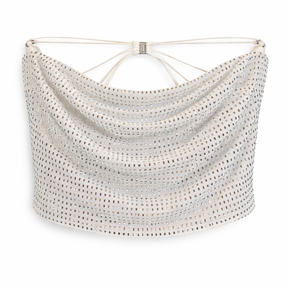 NWOT Oh Polly Rhinestone Strapless Tube Top Crystal Party Top US 10